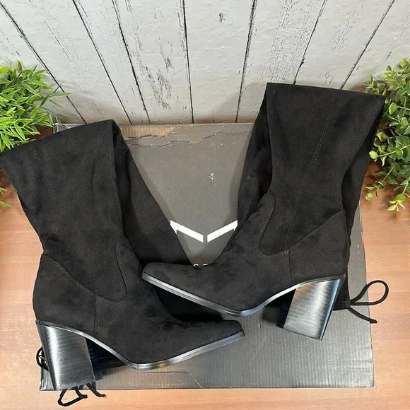 Marc Fisher LTD Okun Over The Knee Thigh Black Suede Boots - Picture 3 of 9